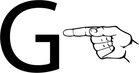 Asl Sign Language Letter G Coloring Page